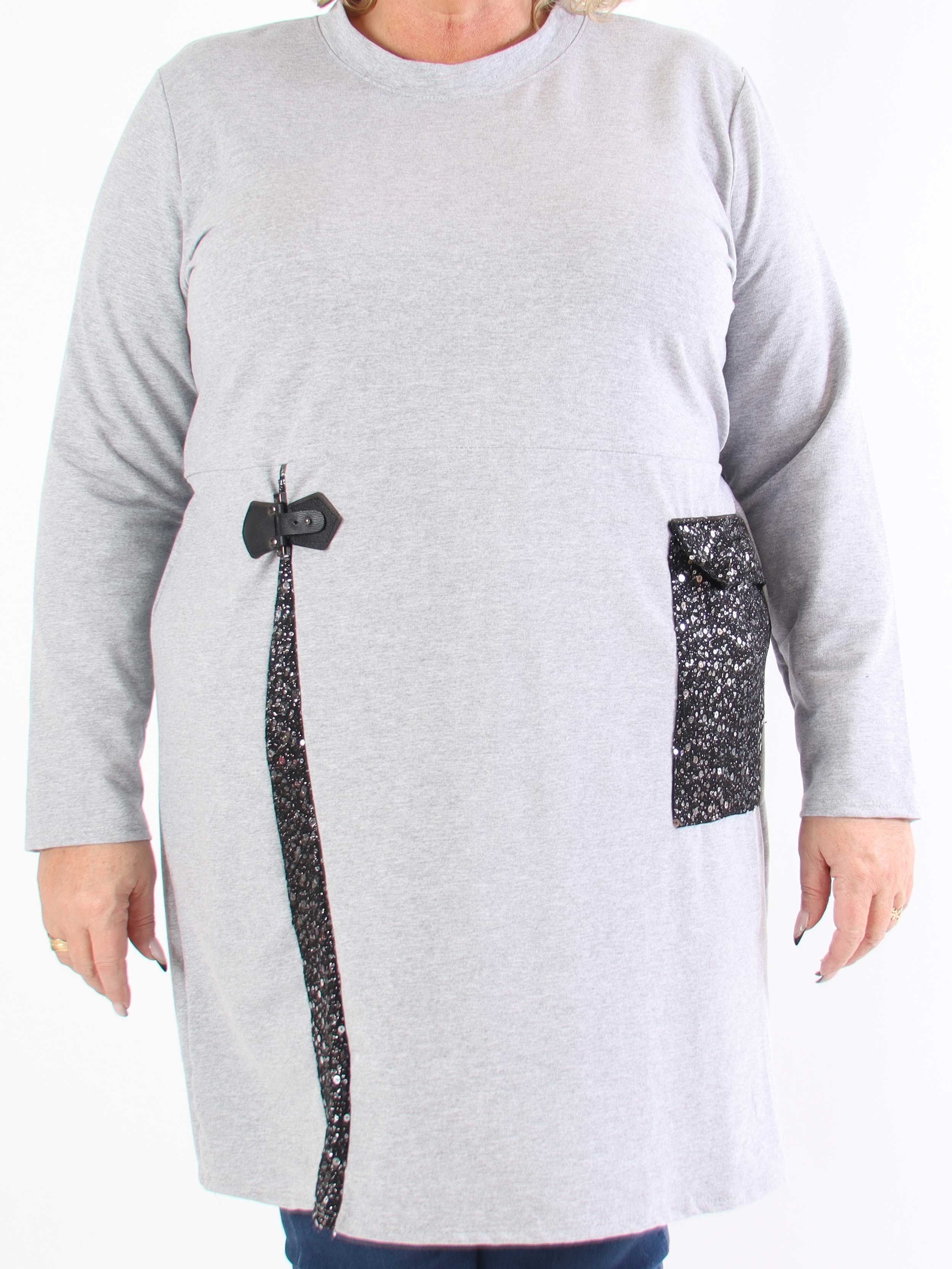 Micha - Plus size-klänning i bomull utsmyckad med paljetter